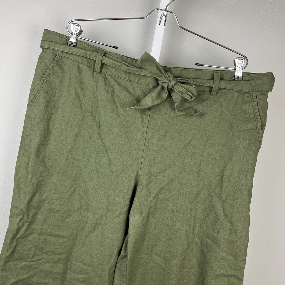 Ann Taylor LOFT Outlet Crop Pants Womens XL Green Wide Leg Lounge Linen Cotton